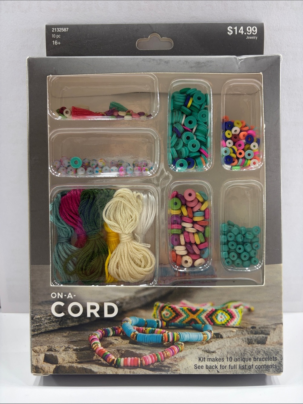On-A-Cord Bracelet Kit with Multi-Color Beads and Threads